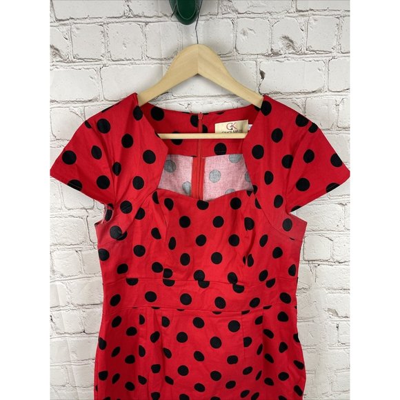 Grace Karin Red Polka Dot Pin Up Sheath Dress Rock - Picture 2 of 4